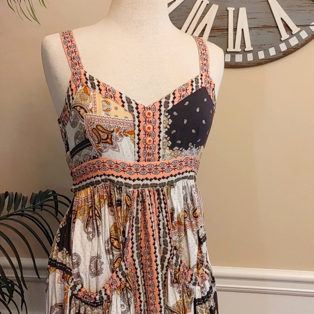 Matilda Jane Perfectly Paisley maxi v-neck with pockets and Belts Size M - Picture 3 of 13